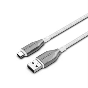 Cygnett-CY4684PCUSA-Cygnett Armoured Braided USB-C to USB-A (2.0) Cable (2M) - White (CY4684PCUSA)