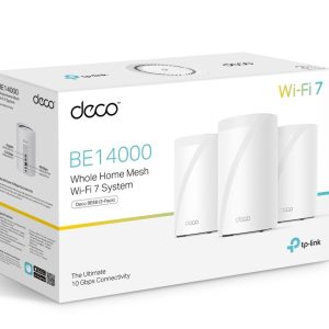 TP-LINK-Deco BE68(3-pack)-TP-Link Deco BE68 BE14000 Tri-Band Whole Home Mesh Wi-Fi 7 System (3-pack) 688 Mbps at 2.4 GHz + 4324 Mbps at 5 GHz + 8647 Mbps at 6 GHz