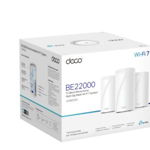 TP-LINK-Deco BE85(3-pack)-TP-Link Deco BE85(3-pack) BE22000 Tri-Band Whole Home Mesh Wi-Fi 7 System (WIFI7) 1376 Mbps at 2.4 GHz + 8640 Mbps at 5 GHz + 11520 Mbps at 6 GHz