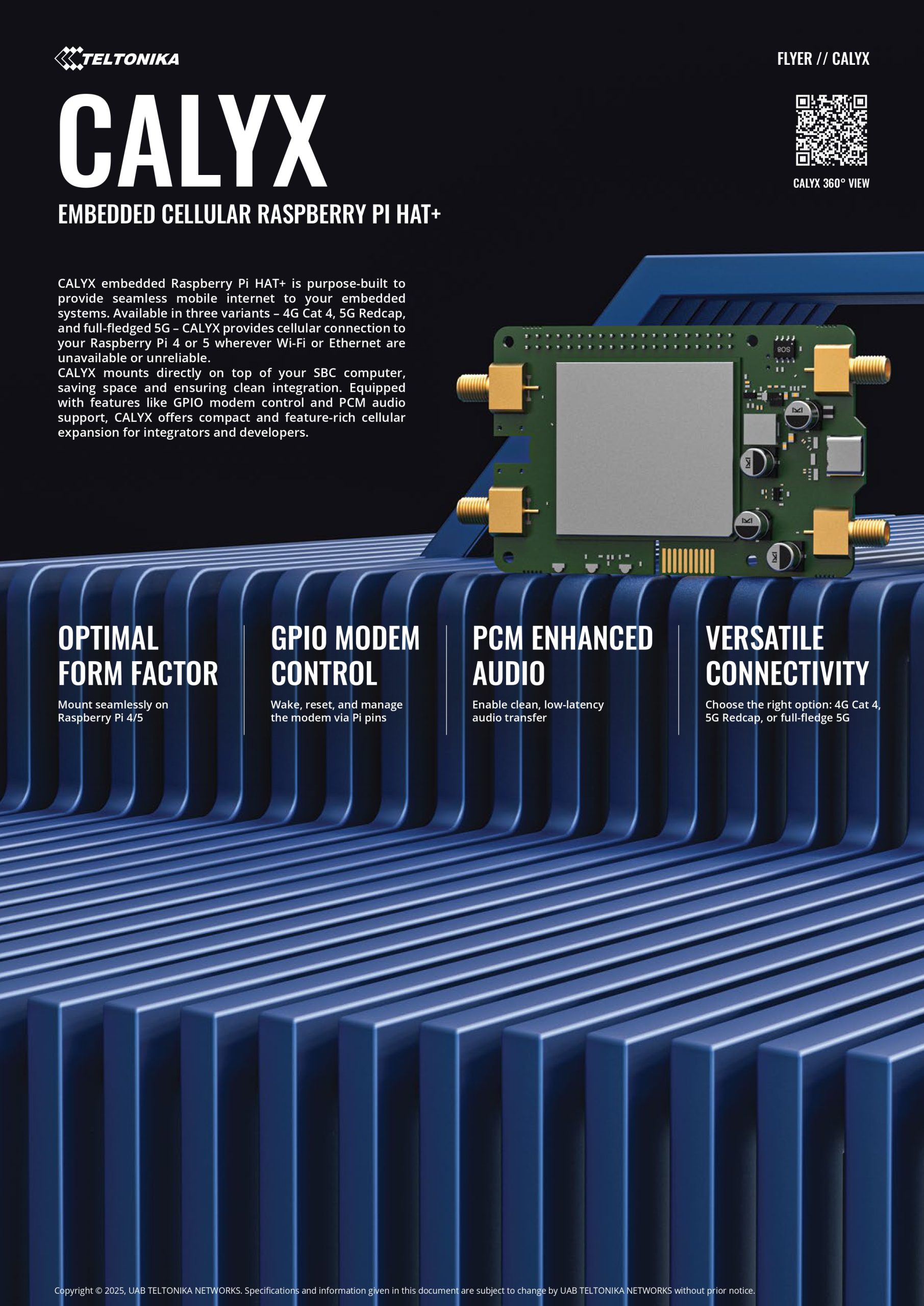 Teltonika | Teltonika EDB050 5G PI HAT, 5G Sub-6Ghz SA/NSA 2.4/3.4Gbps DL (4x4 MIMO), Seamless Mobile Internet to Your Embedded Systems | EBD050000000 - Image 1