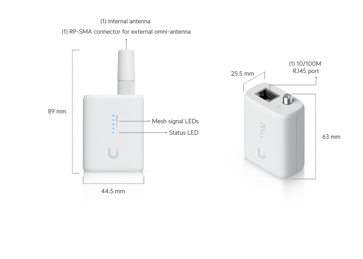 Ubiquiti | Ubiquiti Device Bridge IoT, Ultra-Compact Wireless Bridge IoT Devices, Integrated UniFi WiFi Auto-Link, Versatile Mounting, USB Type-C/4-Pin DC Socket | UDB-IoT - Image 1