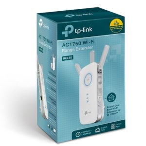TP-LINK-RE450-TP-Link RE450 AC1750 1750Mbps Wi-Fi Range Extender 450Mbps@2.4GHz 1300Mbps@5GHz 1Gbps LAN Port 3xAntennas ~RE580D RE590T