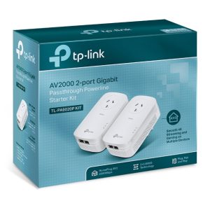 TP-LINK-TL-PA9020P KIT-TP-Link TL-PA9020P KIT AV2000 2-Port Gigabit Passthrough Powerline Starter Kit